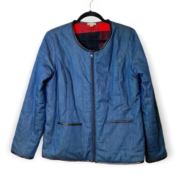 Tribal Jeans  Reversible Buffalo Plaid & Denim Jacket - Picture 3 of 13